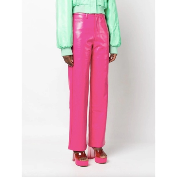 ROTATE Birger Christensen 'Rotie' Monogram Faux Leather Pink Pants 4 Bin 300 - Picture 2 of 16